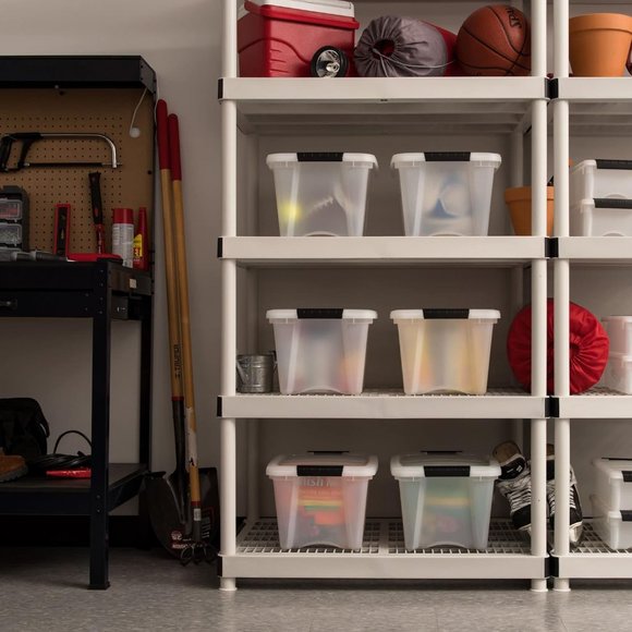 6 Pack 19qt Plastic Pearl Storage Bin with Lid and Secure Latching Buckl… - Picture 6 of 12